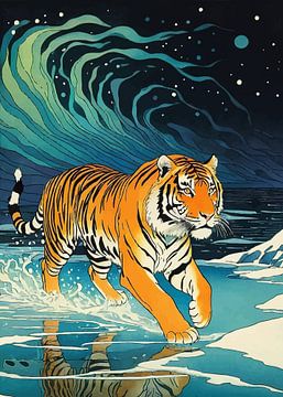 Tijger in winterlandschap Digital Art van MIROKKU