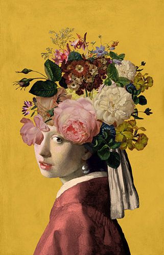 Meisje met de Parel - the Floral on Yellow Edition von Marja van den Hurk