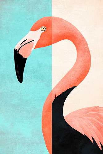 Flamant rose stylé dans le minimalisme