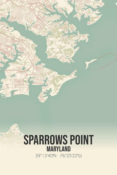 Carte ancienne de Sparrows Point (Maryland), Etats-Unis. par Affiches de lieux