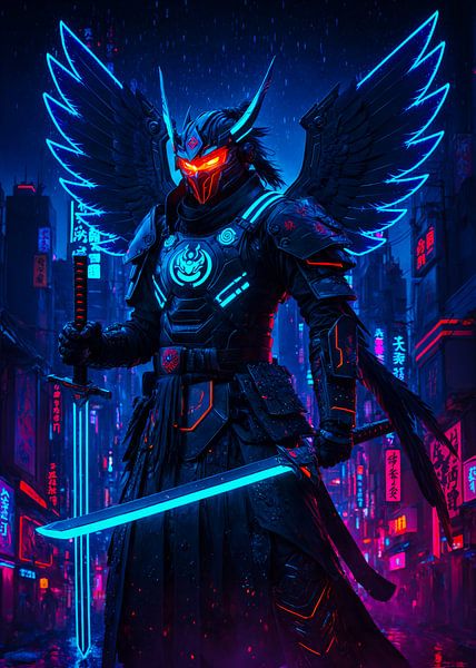 Cyberpunk Style Neon Tengu Sentinel Japon par Ruzerin