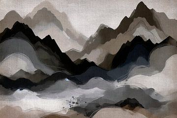 Japans berglandschap in aardse kleuren van FRESH Fine Art