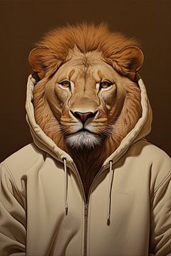 Lion in hoodie by Wall Wonder