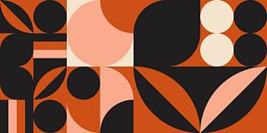 Retro geometry in black, terra, salmon and white by Dina Dankers