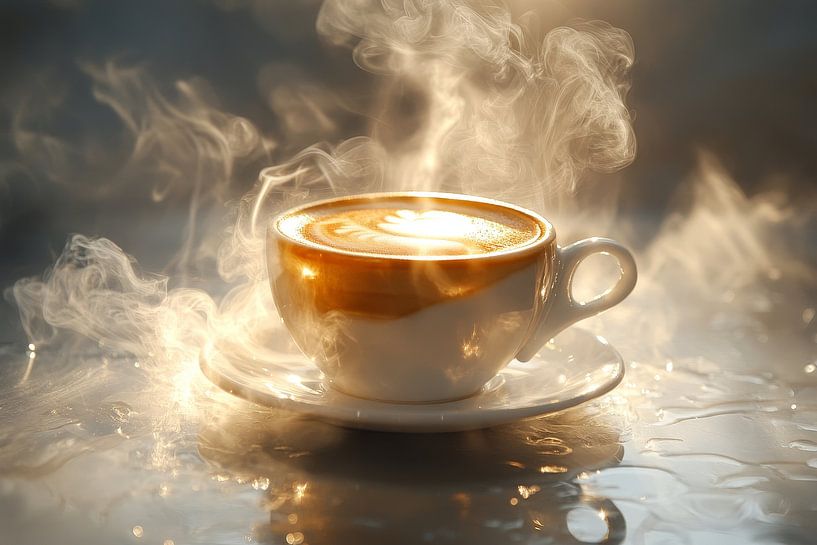 drinking a hot cup of coffee or cappuccino by Egon Zitter