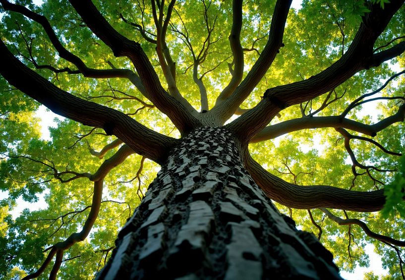 Low-Angle View of Deciduous Tree Trunk and Canopy by Markus Gann