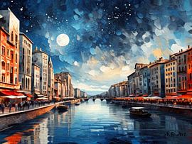 Aquarel in oude Venetiaanse stijl van A.D. Digital ART