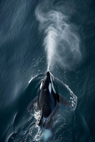 Orka in zonlicht boven water