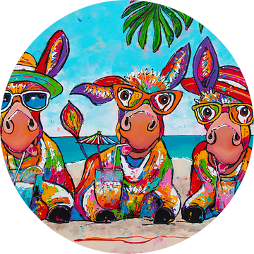 Trio van aangeschoten ezels van Happy Paintings