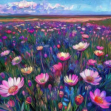 Bloemen | Dance of Color Under Twilight van Abstract Schilderij