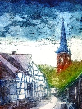 Kirchgasse in Dernau Ahrtal um 1900