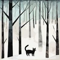 Schwarze Katze im Wald