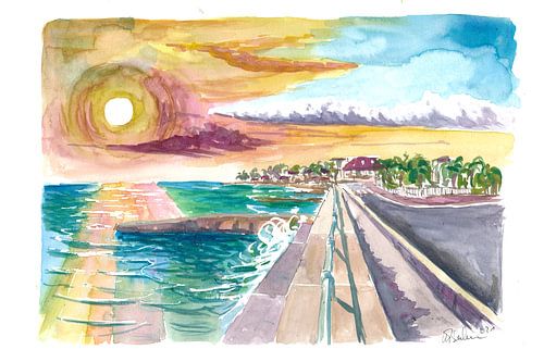 Incroyable coucher de soleil dans les Caraïbes à Cockburn Town Grand Turk