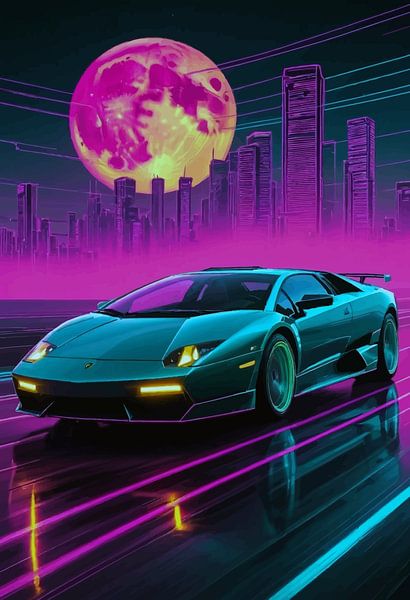 Lamborghini Murciélago - Synthwave Neon von MIROKKU