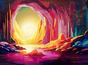 Sonnenuntergang an Höhle von Mixed media vector arts Miniaturansicht