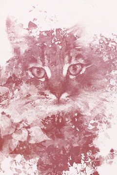 Poes / Kater / Kat - digitale illustratie in roestbruin rode kleur van MadameRuiz