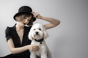 De jonge vrouw en haar trouwe hond. van Karina Brouwer