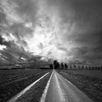 Groningen landscape with clouds black and white