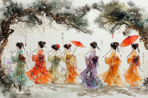 schilderachtige japanse kunst geisha