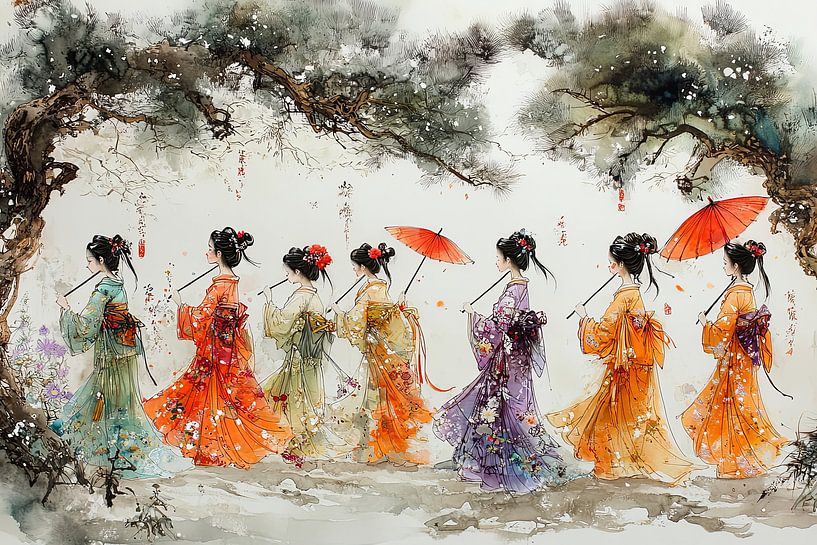 picturesque japanese art geisha by Egon Zitter