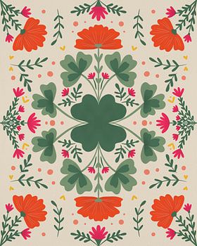 Trèfles et branches - beige