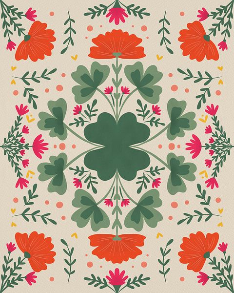 Trèfles et branches - beige par Angela Minca