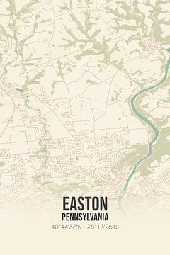 Carte ancienne d'Easton (Pennsylvanie), USA. sur Rezona