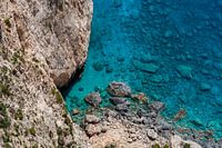 Blick von oben in das kristallklare blaue Mittelmeer, Zakynthos