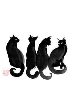 4 black cats by Péchane Sumie