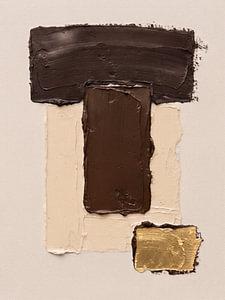 Minimalistisch en  Abstract in Diepe aardetinten met goud (Impasto)