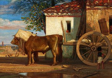 Alexandre-Gabriel Decamps,Oxen voor een boerderij in Le Verrier,