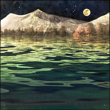 Mystère -Lune au-dessus d'un lac de montagne