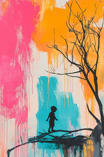 Silhouette d'enfant dans un décor coloré