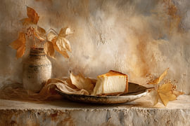 Goldener Käsekuchen – Elegantes Gemälde in Cremefarben von Joriali Fine Art