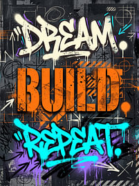 Dream Build Repeat – Urbanes Graffiti, Street Art, Typografie, Grafikdesign von Riswan Ratta