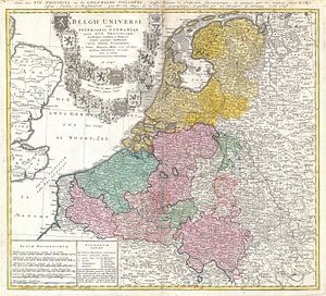 Kaart van Benelux 1747 van Atelier Liesjes