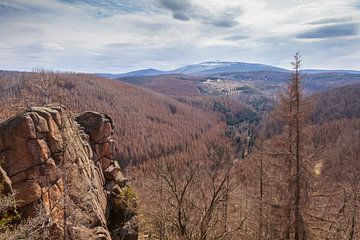 Uitzicht vanaf de Rabenklippe naar de Brocken van Torsten Krüger