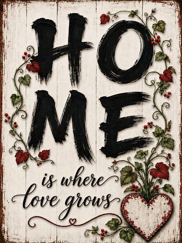 Home Is Where Love Grows – Vintage typografie