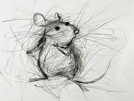 Expressive Mouse - Kunst im Skizzenstil von Peter Pen Zeichnungen und Gemälde
