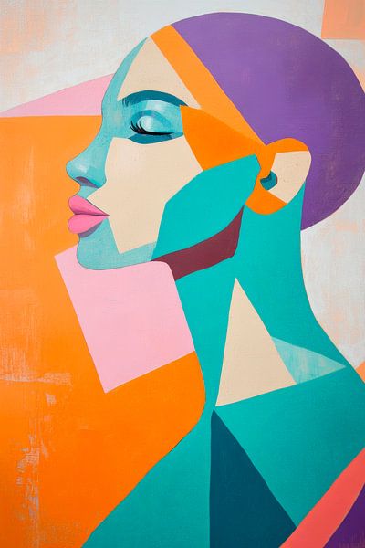 Colourful stillness - abstract portrait design by Poster Art Shop