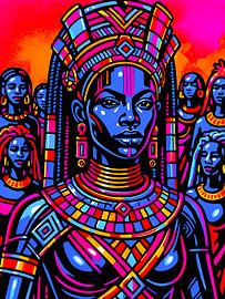 Futuristische Zoeloekoningin in popkleuren van A.D. Digital ART