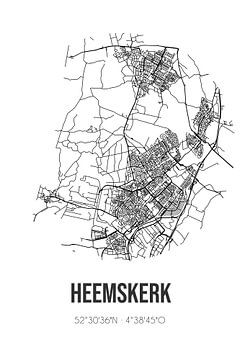 Heemskerk (Noord-Holland) | Karte | Schwarz und Weiß von Rezona