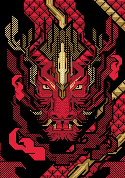 GEOMERIC RED GOLD DRAGON by Taufan Heriyansyah