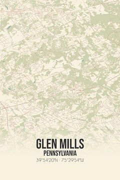 Vintage landkaart van Glen Mills (Pennsylvania), USA. van Rezona
