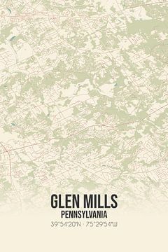 Carte ancienne de Glen Mills (Pennsylvanie), USA. sur Rezona