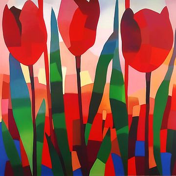 Dynamic Tulips in Geometric Style by Color Square