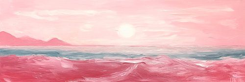 Roze avondstemming aan zee