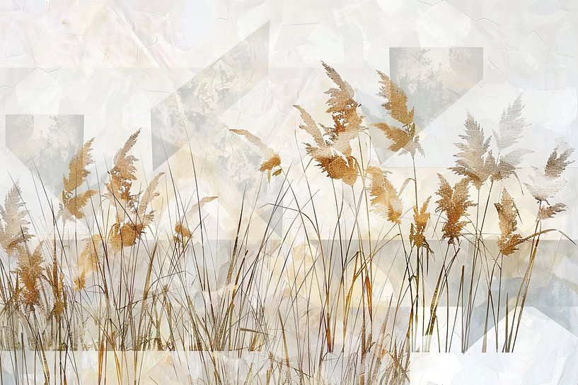 Wild grasses nature collage by Vlindertuin-Art