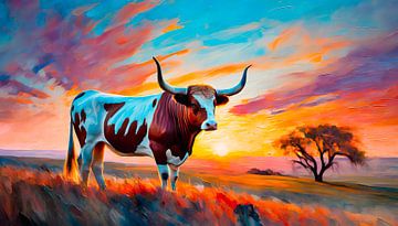 Buffle Longhorn avec peinture sur Mustafa Kurnaz