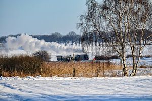 Rasender Roland in de winter bij Posewald op het eiland Rügen